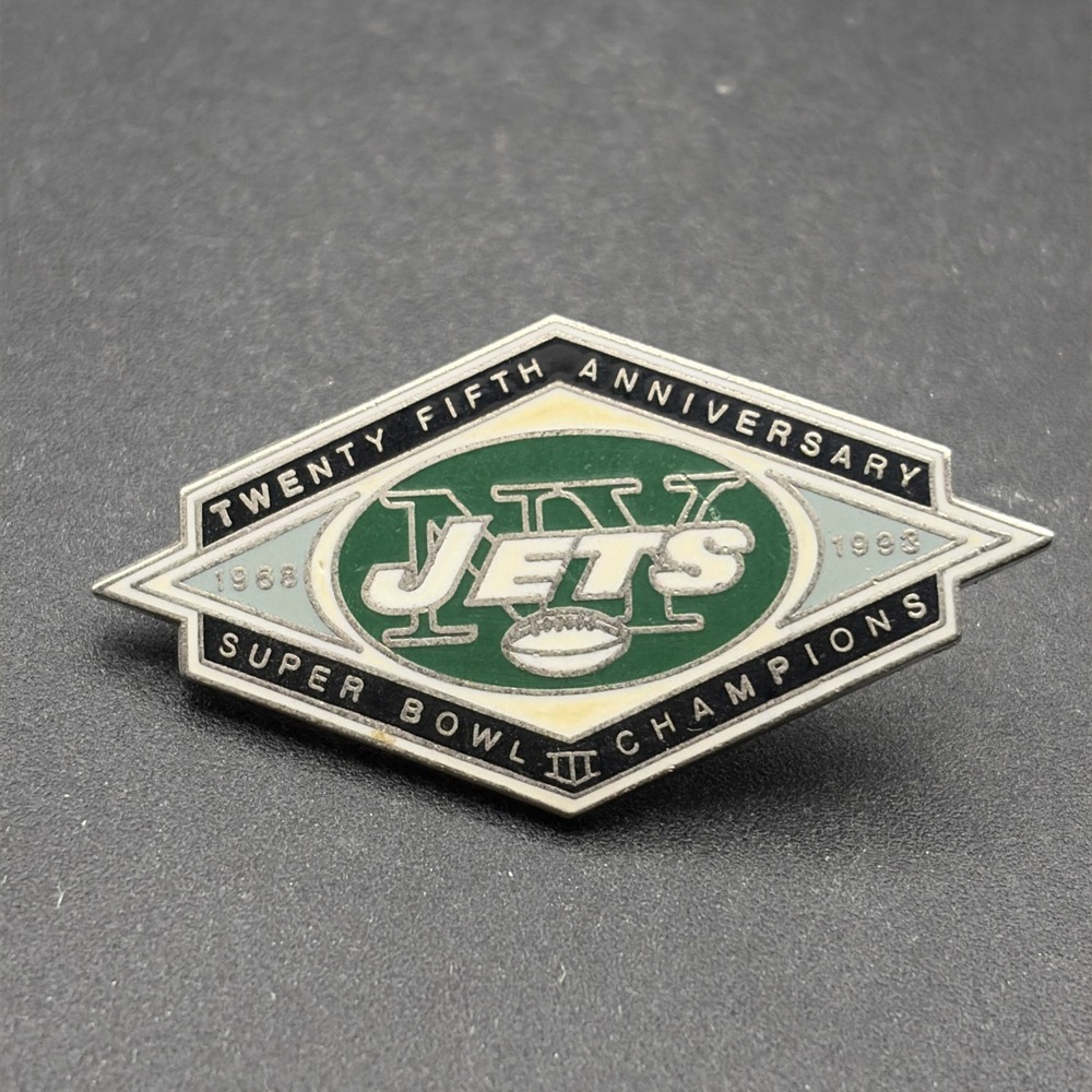 NFL New York Jets Super Bowl Champions 25th Anniversary Football Lapel Hat Pin